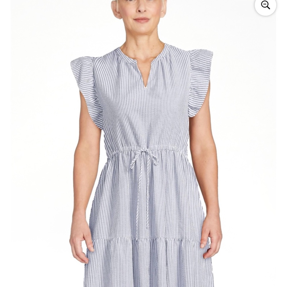 Cute blue and white seersucker dress